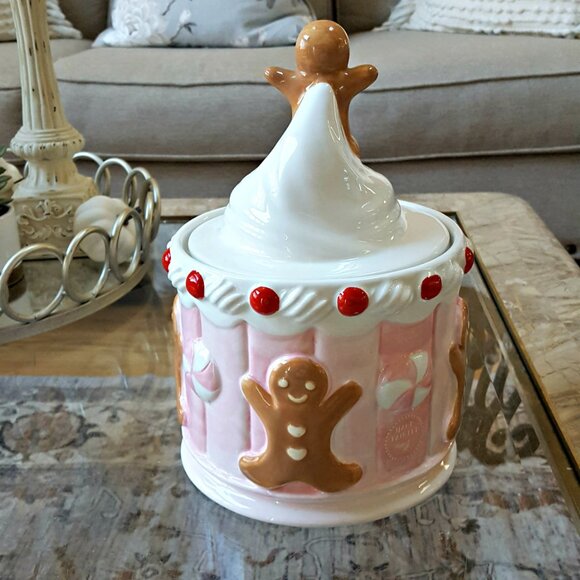 NEW! SHABBY Sweet CHIC GINGERBREAD Man COOKIE JAR - Picture 4 of 5